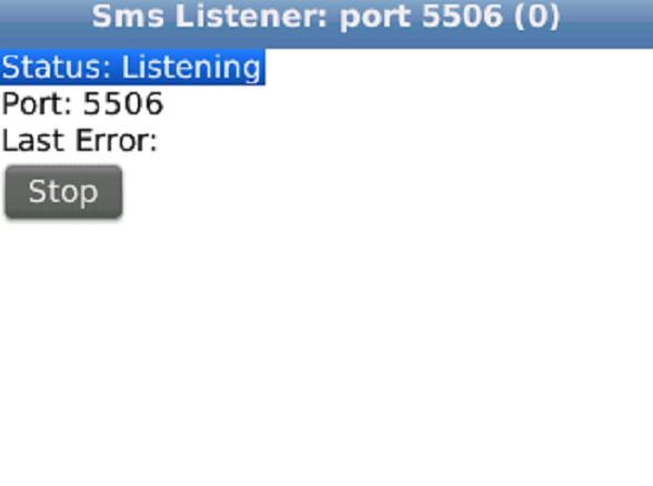SMS Listener Status Choose the SMS Listener option to review the SMS Listener status and port information for the device.