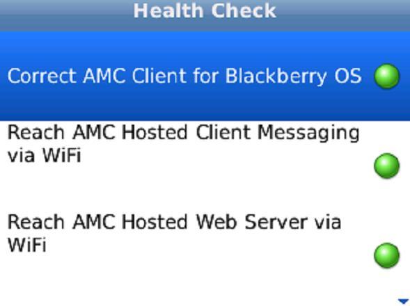 Field Field Description Potential causes of failed connection Solutions Correct AMC Client for Blackberry OS This field determines if the correct Mobile Connect