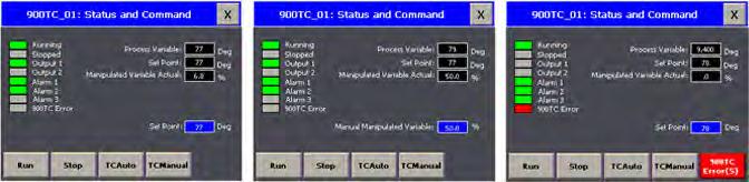 In manual control, TCAuto lets you set the set point and TCManual lets you set the manipulated variable.