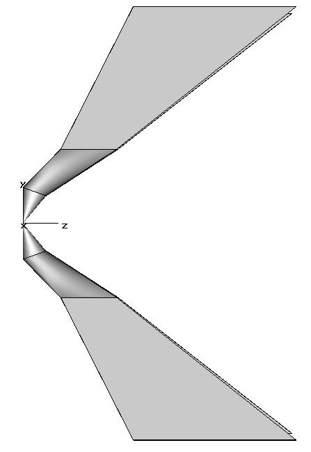 4. The radius of the cones and the loft length are identical to Fig. 3.3. Each switch cone has an impedance of 100 Ω to match into the impedance of the feed-arms.