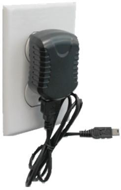 Plug the charge cable into the AC wall charger and then into the charge jack on the side of the MobilitySound BTH-800.