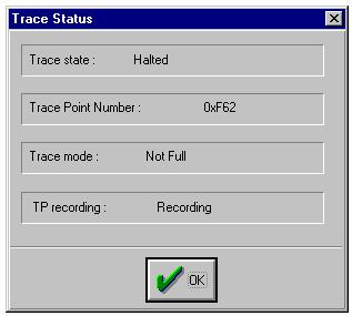 FIGURE 5.23: Trace Status Memory Space The Memory Space command opens up to three windows where the specified areas of memory are displayed.