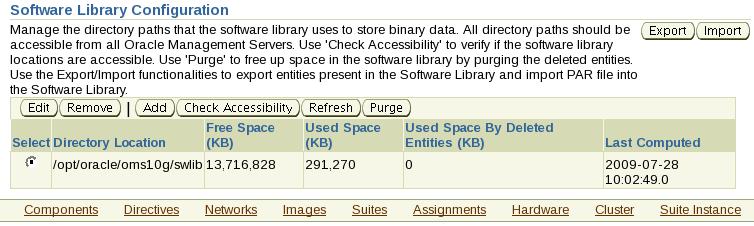 Provision Oracle 11g RAC using EM Setup software library: