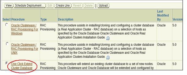 Extend Oracle 11g RAC using EM Select One Click