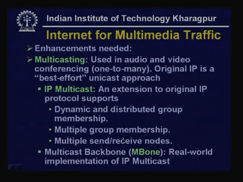 (Refer Slide Time: 48:12) However, you will require a number of enhancements. You have to add some more functionalities and protocols to make the internet multimedia ready.
