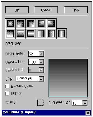 11-2 Advanced User s Key Concepts Gradient Fill Feature The Gradient Fill feature supports the display background, rectangles and rounded rectangles, ellipses, pies and chords, lines, and text-back