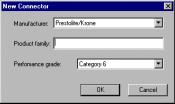 Adding and editing connector specifications To add new connector specifications, click the New button on the Connectors dialog box.