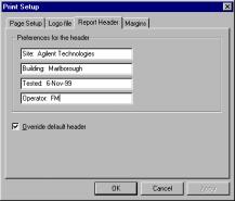 The Report Header tab of the Print Setup dialog box works as follows. By default, the report header contains the names of the top four hierarchy levels.