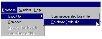 Exporting test records The Export function of ScopeData Pro can be used to copy a number of records into another ScopeData Pro database, merge two databases or export test information into