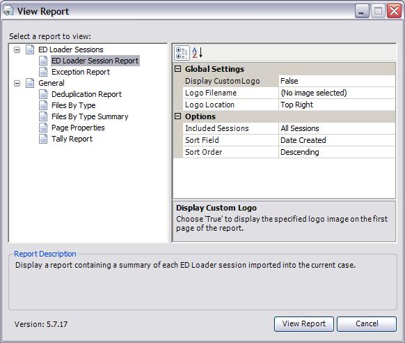 Administrating LAW PreDiscovery 61 2. Select a report, and then click View Report.
