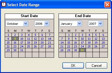 Click Yes to specify a date range. Use the calendar controls to specify a start and end date.