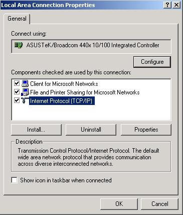 In the Local Area Connection Status window click Properties. 4.
