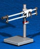 BB12ACV Custom stand with 12" Ball Bearing Horizontal Arm and AC Motorized 1.5" dia. X 19.5" Z-axis Lead screw column (9.75" Travel). 10"x10"x1.25" Heavy Steel Base. Including TILTING Focus Block.