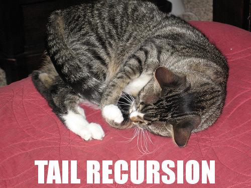 Tail recursion tail recursion: When the end result of a recursive function can be expressed entirely as one recursive call. Tail recursion is good.