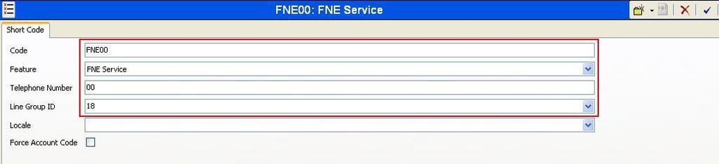 For incoming calls from mobility extension to FNE features hosted by IP Office to provide dial tone or mobile callback functionalities, Short Code FNE00 was created.