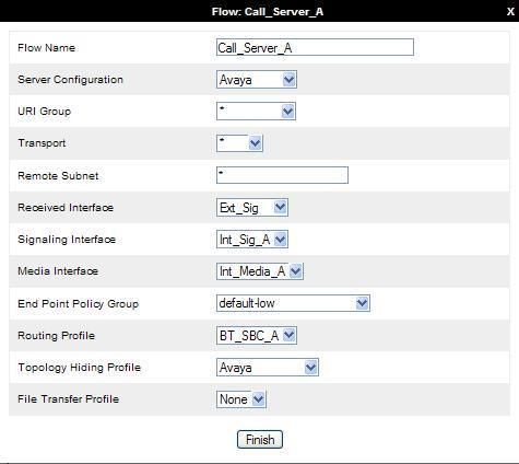 To define a Server Flow for IP Office to each of the network SBCs, navigate to Device Specific Settings End Point Flows. Click on the Server Flows tab.