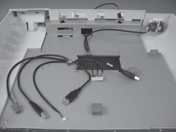 3. Disconnect three cables (callout 1). Figure 2-43 Remove the scanner cable, control-panel cable, and interconnect cable (3 of 4) 1 4. Identify the cable to be removed: Scanner cable (callout 1).