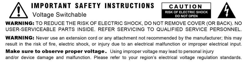 Before using your new speaker system please review all information and instruction found in this user manual for the safety of the operator and optimum device performance.
