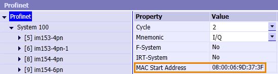 Configuring the Profinet IO Gateway Figure 3-13: Diplay of the MAC tart addre 3.