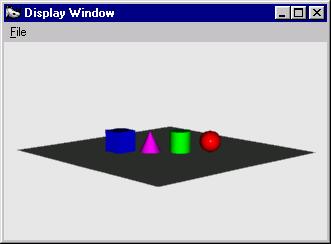 RHINO BASICS 7 From the Render menu, click Render. Rendering the model opens a separate display window. The model displays in colors previously assigned to the objects.