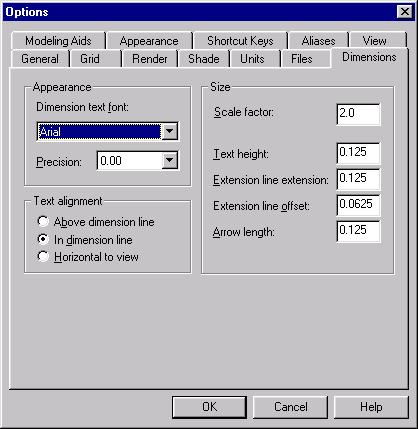 DIMENSIONS 3 In the Options dialog box, on the Dimensions tab and make the following changes. 4 From the Dimension menu, click Horizontal.