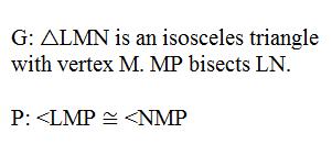 Practice Problems: 1. Statement Reason 1) LMN is an isosceles triangle with vertex M.