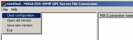 How to use File Conversion Starting EDS-SNMP OPC Server File Conversion When upgrading from EDS-SNMP OPC Server to EDS-SNMP OPC Server Pro, you must uninstall