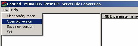 You will use the EDS-SNMP OPC Server File Conversion to convert the old OPC file to an OPC Pro file.