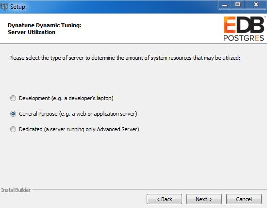 After verifying the information on the Additional Configuration window, click Next to open the Dynatune Dynamic Tuning: Server Utilization window (shown in Figure 3.9).
