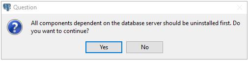 You can remove the Entire application (the default), or select the radio button next to Individual components to select components for removal; if you select Individual components, a dialog will