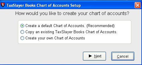 At this point in the set up process, you will be asked to create a Chart of Accounts.