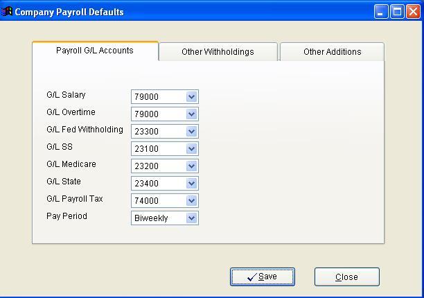 This is the payroll GL tab.