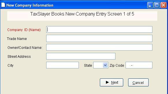 7. Create a New Company in TaxSlayer Books for the company that you
