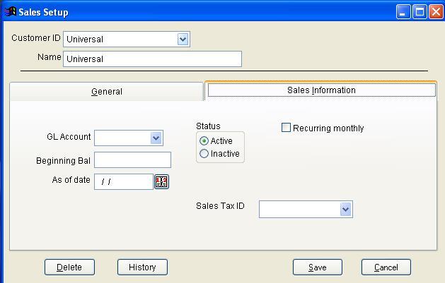 The Sales Information Tab The GL Account on the Sales Information Tab will allow you to track Customer Sales consistently.