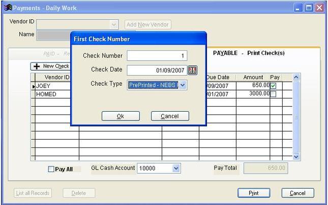 This is the Check Number Screen Enter your Check Number, Check Date, and