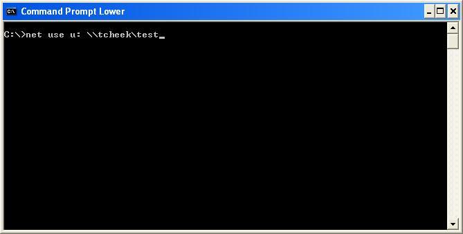 b. If using the command prompt: Run the Net Use command to connect the mapped drive to the network share.
