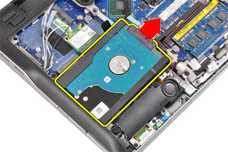 4. Remove the hard-drive bracket that secures the hard drive to the computer. 5.