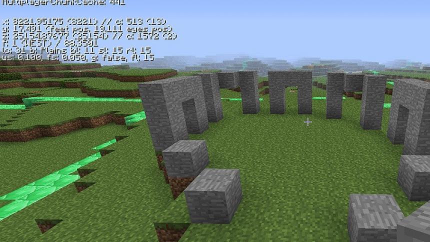 3D modeling A screenshot image of Minecraft scene: Stonehenge in