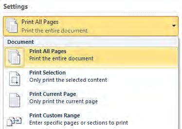 A preview of how your document will appear when printed is shown to the right in Backstage view. This area is called Print Preview.