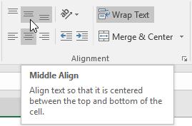 To change vertical text alignment: Select one of the three vertical alignment commands on the