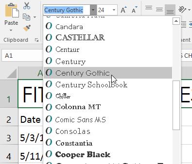 The text will change to the selected font. When creating a workbook in the workplace, you'll want to select a font that is easy to read.