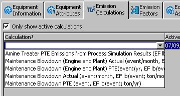 tank equipment attributes (previously "Y/N Checkbox") used for containment calculations (06/04/2014) Added Active and Inactive Dates to the Calculation Table (in Code Maintenance), so that only