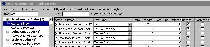 Attributes Added a Read Only column to the