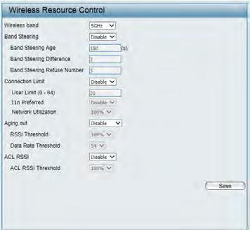 Wireless Resource (5GHz) The Wireless Resource Control window is used to configure the wireless connection settings so that the device can detect the better wireless connection in your environment.
