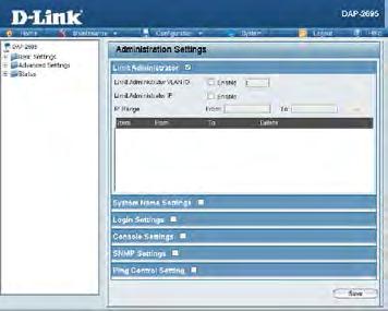 Administration Check one or more of the five main categories to display the various hidden administrator parameters and settings displayed on the next five pages.