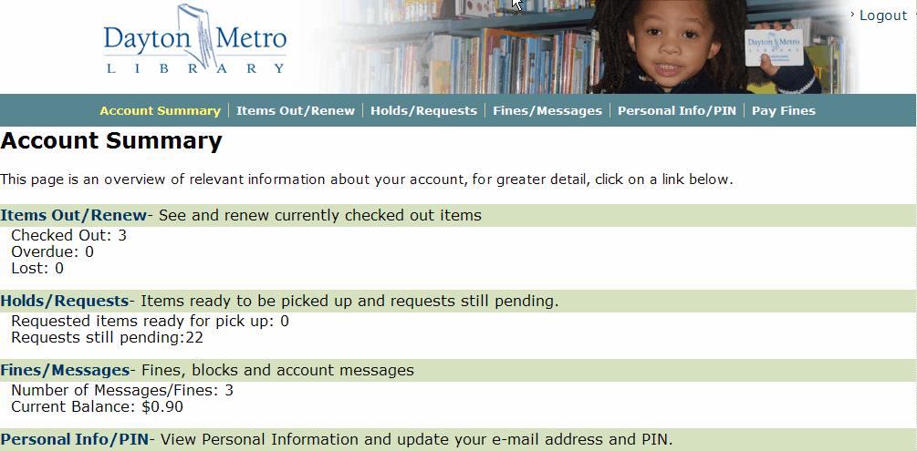 The Checkout Desk at any DML location can assist you with questions regarding your PIN. When you are finished, click on Login to your account.
