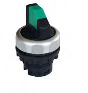 3-position selector switches Rotary switch with handle 60 angle between positions Scope of delivery: switch head with aluminium cover ring Maintained-momentary function types Positions Colour
