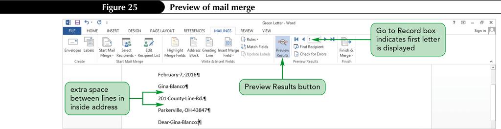 Previewing the Merged Document New