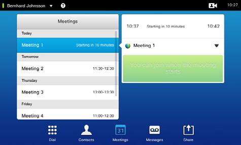 Your video system may be connected to a management system capable of scheduling video meetings. Any meetings scheduled will then appear in a List of Meetings.