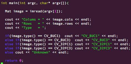 cv::mat The primary data structure in OpenCV is the Mat object. It stores images and their components.